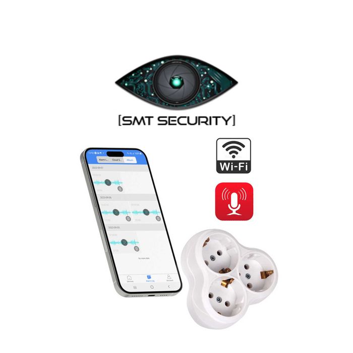 Microfon Spion si Reportofon Spion in Priza Tripla Floare 220V – Ascultare In Timp Real – Aplicatie iOS / Android SMT SECURITY