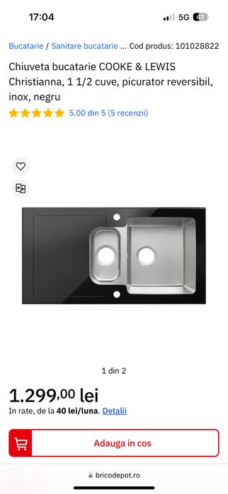 Chiuveta bucatarie inox/sticla