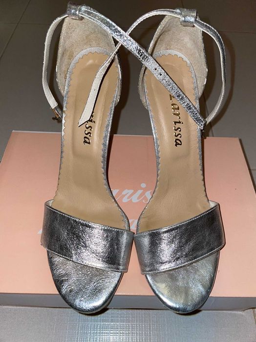 Sandale argintii piele naturala, marimea 38