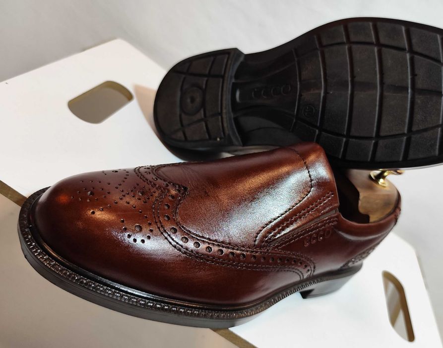 Pantofi loafer 40.5 41 brogue de lux ECCO piele naturala moale