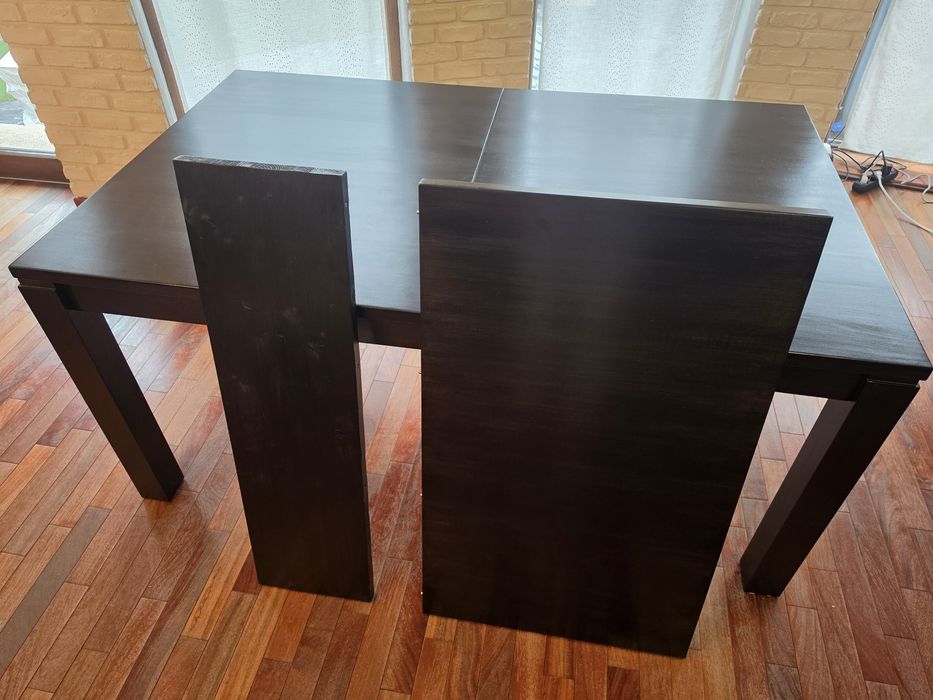 Masă dining extensibilă lemn masiv, neagră