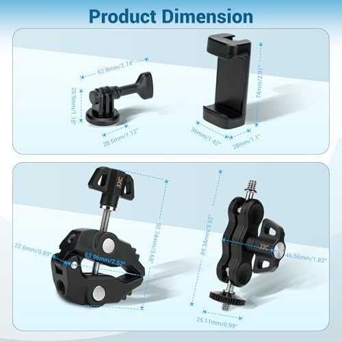 Щипка JJC с magic arm за телефон, камера и екшън камера GoPro Insta360
