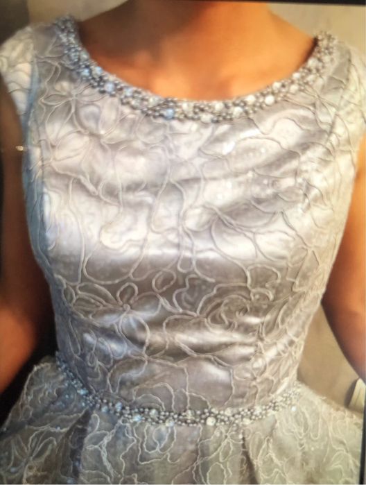 Платье вечернее, серебристое