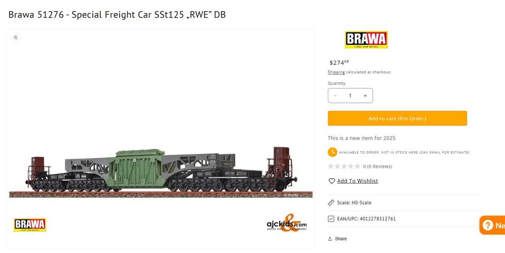 Vagon trenulet agabaritic Brawa 51276 SSt125 piko fleischmann roco DC