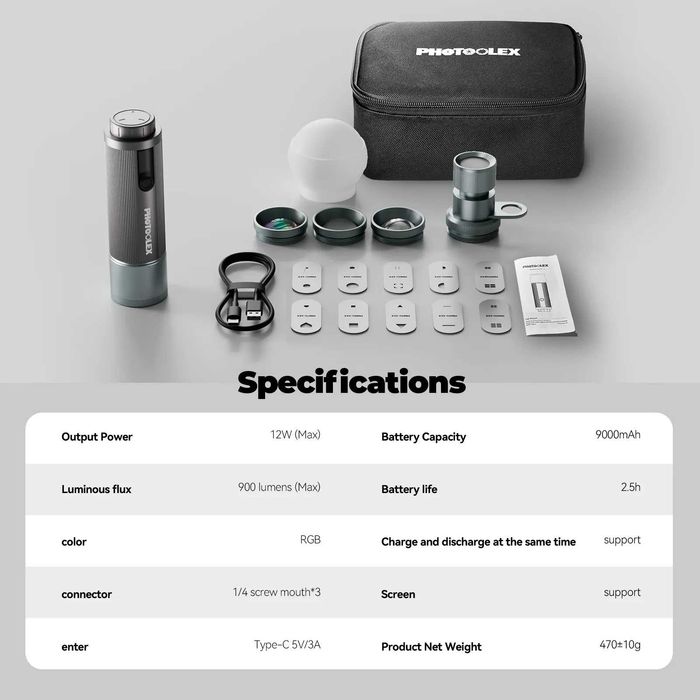 KIT LUMINA sau SPOTLIGHT Photoolex PRO 12W Portable Photography light