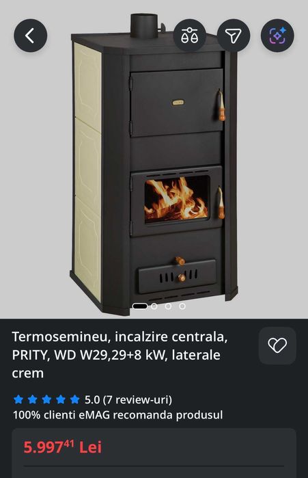 Soba tip centrala (termosemineu), Prity WDW29 D