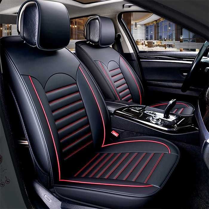 Кожени калъфи да седалки, 2бр Car seat covers, 3 цвята на канта