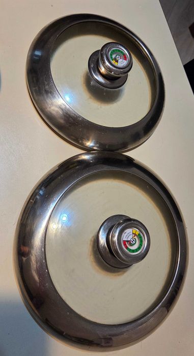 2 Tigai Inox, grele, Tigaie Diet Life, 25 și 27 cm, cu capace termo