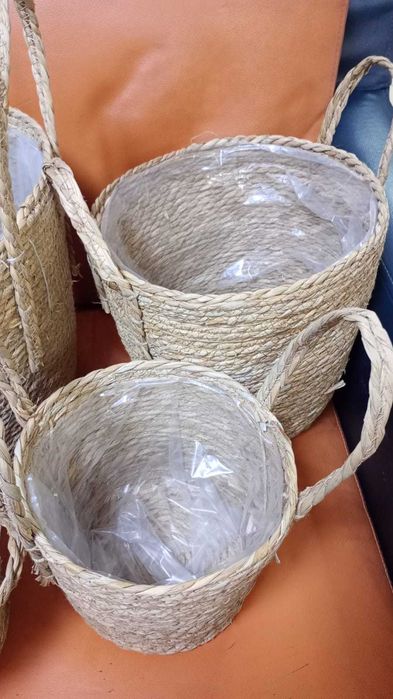 плетеные джутовые кашпо