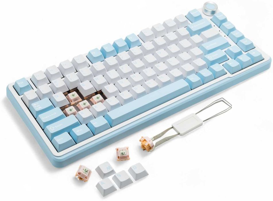 Игровая клавиатура Eweadn GS75 White-Blue Tri-Mode