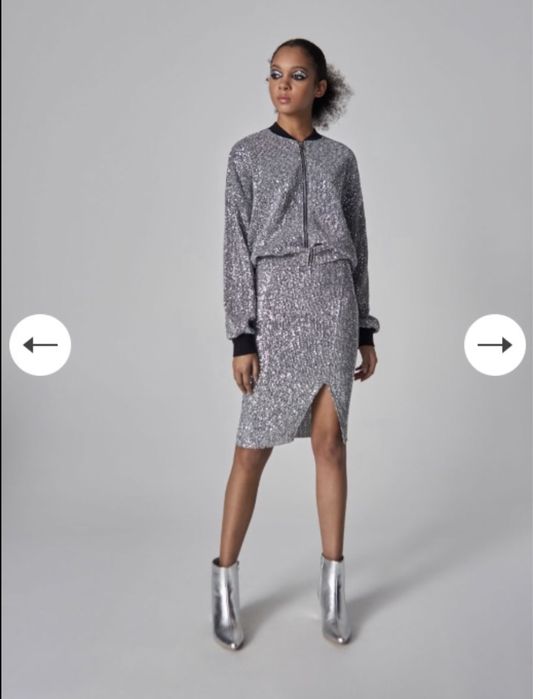 Fusta midi din paiete cu crapatura noua cu eticheta XS