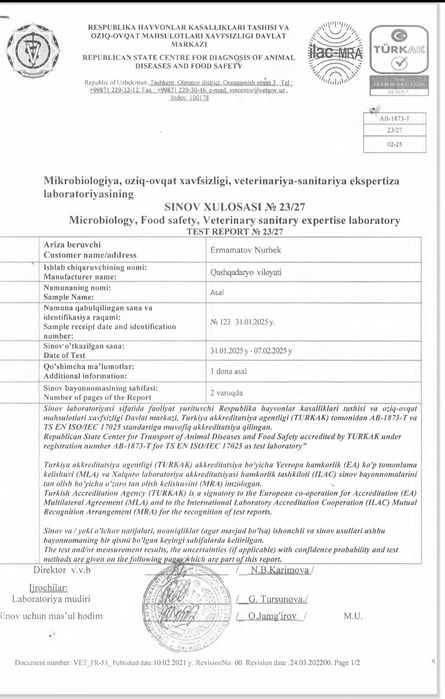 Toza hsor tog' asali