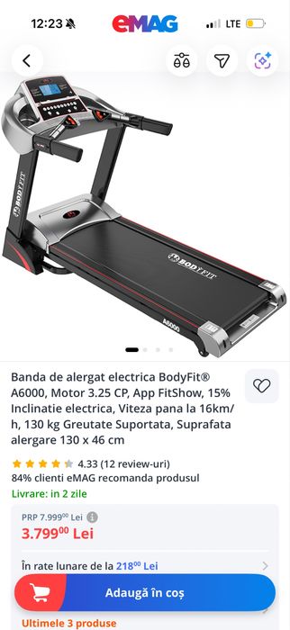 Bandă de alergat electrică BodyFit A6000
