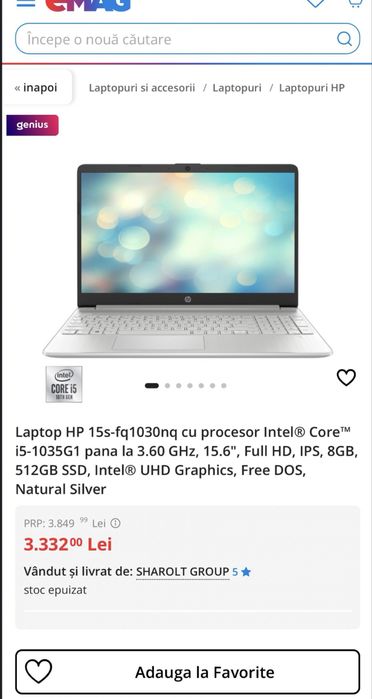 Laptop HP 15s-fq1030nq