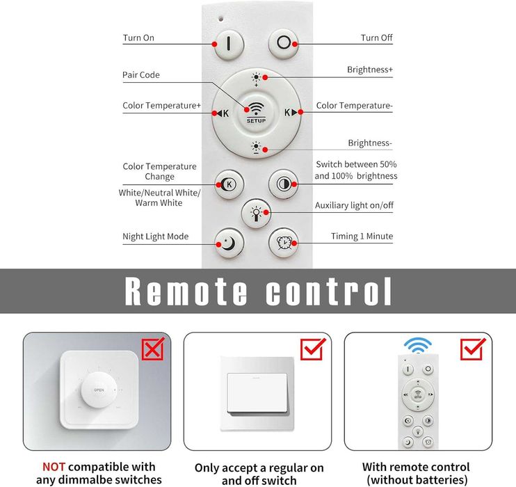 Mikeru черен LED полилей 40/60/80см димируем с функция памет