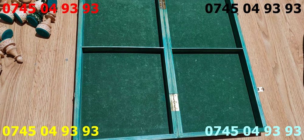 joc de sah 48x48 cm lucrat manual piesele dimensiuni mari impecabil