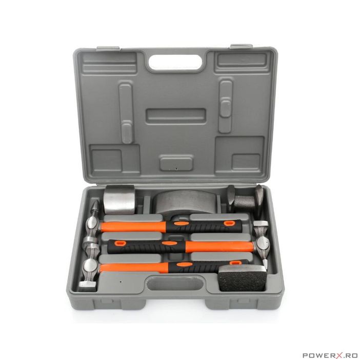 Trusa tinichigerie auto, set ciocane si nicovale, 7 piese, Kraft