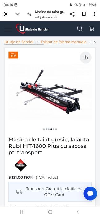 Rubi Hit 1600 masina de taiat gresia manuală profesionala