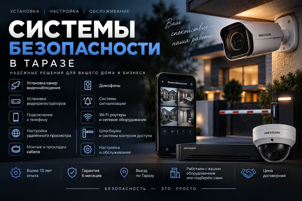 Установка и настройка видеонаблюдения в Таразе | Камеры, домофоны