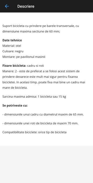 Suport bicicleta auto