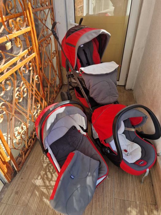 Количка Chicco- кош за новородено, зимен и летен кош, удобна чанта