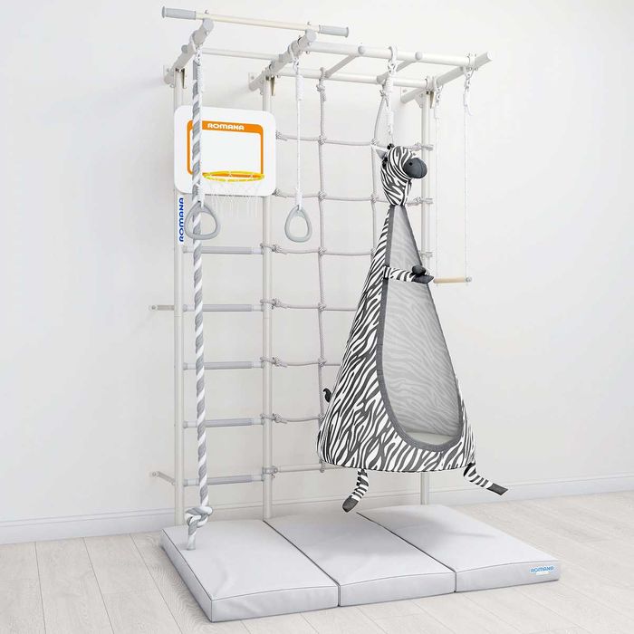 Шведская стенка Romana S7 + мат + качели Жираф/Зебра + баскетбол. щит