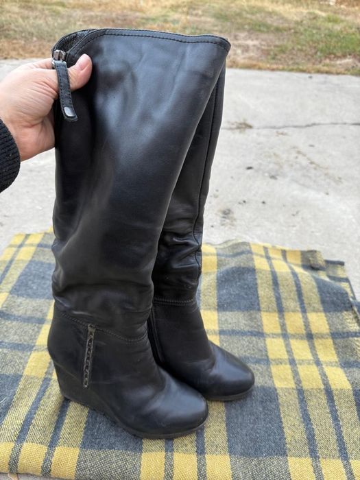 Сапоги кожаные, черные