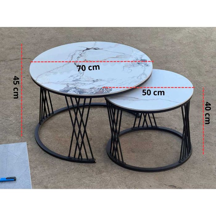 Комплект из двух журнальных столиков: круглые столики-трансформеры