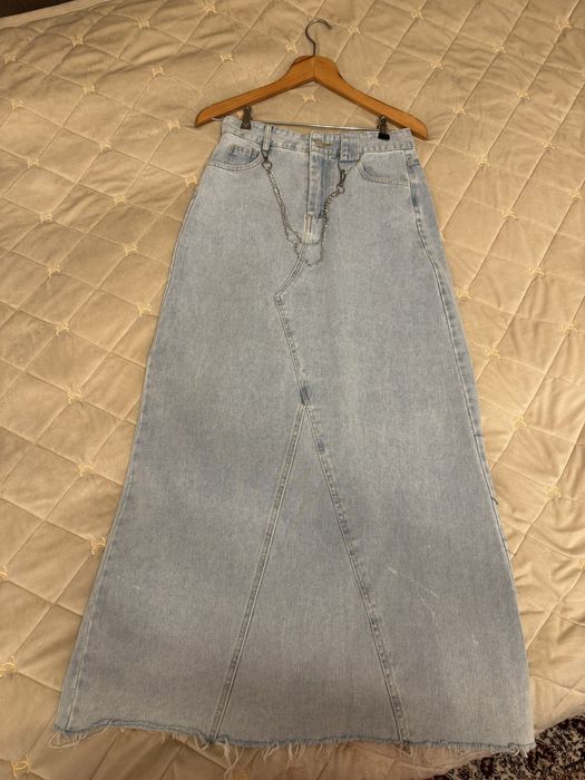 Джинсовая юбка макси, размер 44