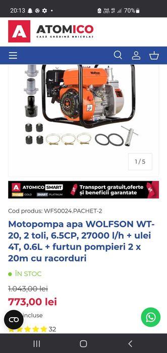 Vand motopompa atomic