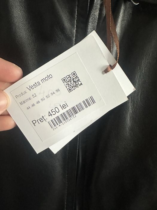 Vestă piele moto kaki brown L/XL