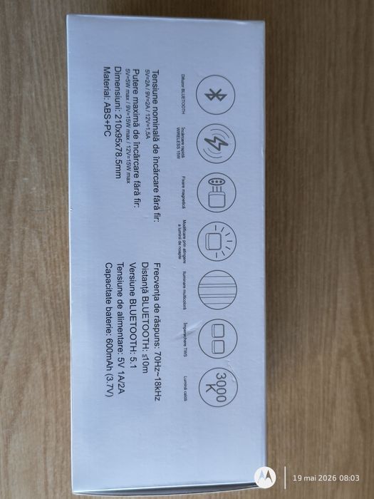 încărcător telefon wireless cu boxa portabila RGB bluetooth