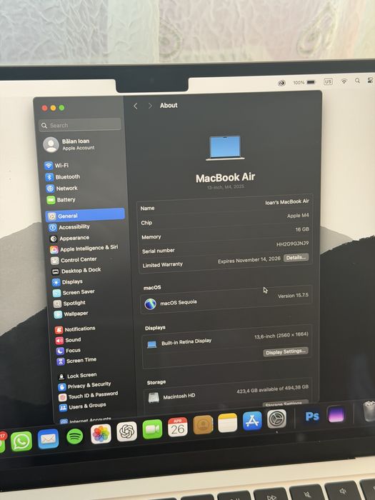 MacBook Air 13" M4 16GB RAM, 512GB Silver