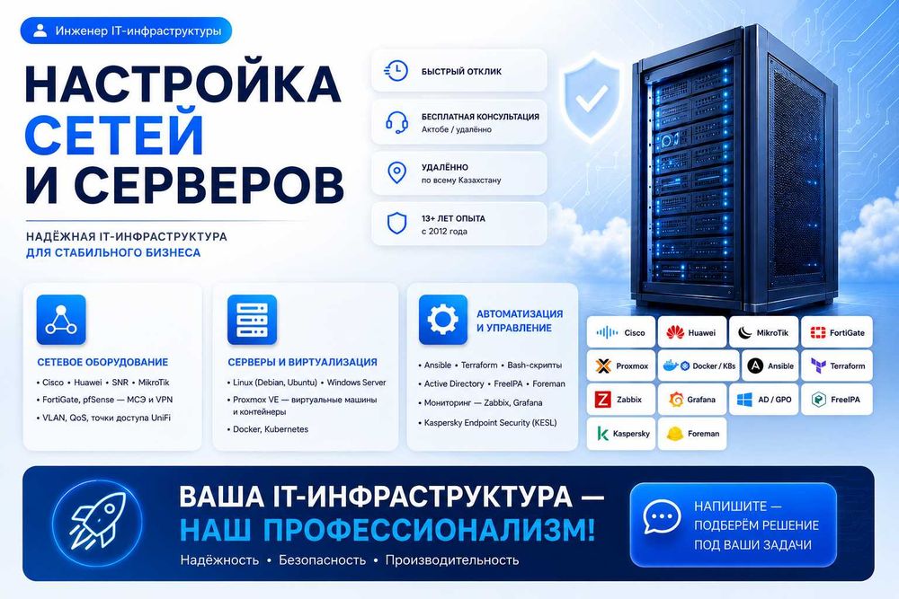 Команда IT-инженеров — сети, серверы, автоматизация