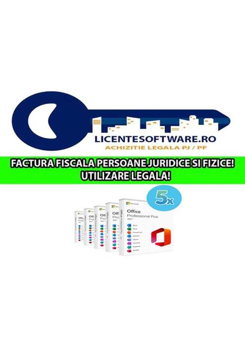Pachet PROMO: 5x Licente Office 2021 Pro Plus (RETAIL, FACTURA!)