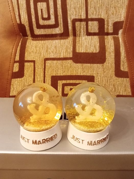 Decorațiuni glob cu sclipici Just Married