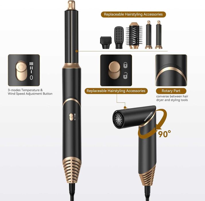 Йонизиращ сешоар с Четка за горещ въздух маша 5 в 1