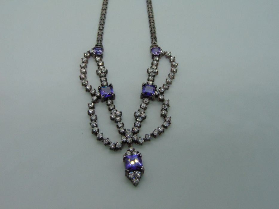 Elegant colier din argint cu zirconiu si ametist