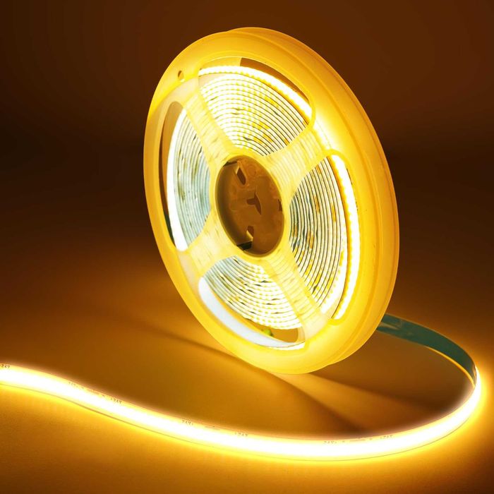 Bandă LED COB 6 m, alb cald 2700K, 24V, telecomandă RF