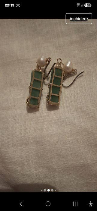 Cercei din jad cu perle de apă dulce naturale