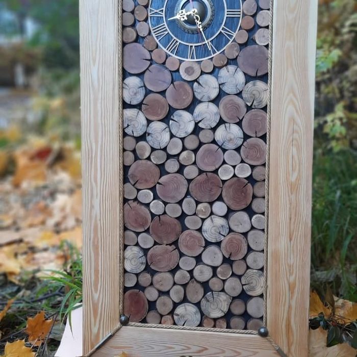 Ручная работа из дерева пано+часы.