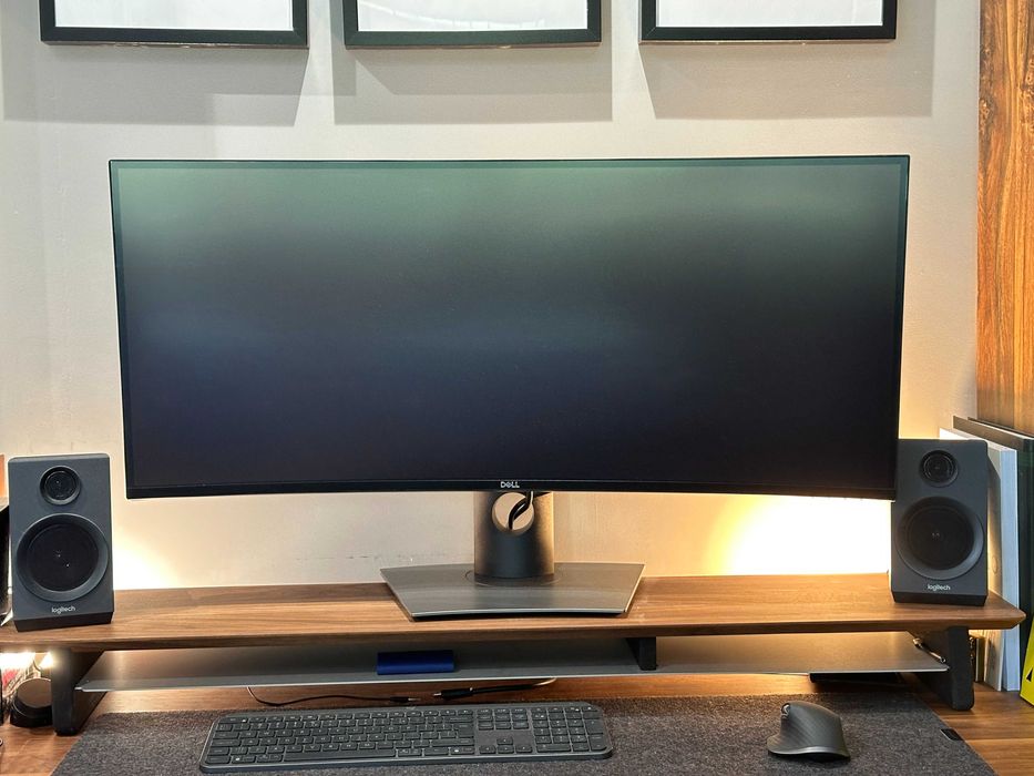 Grovemade Desk Shelf Solid Walnut [Large] + Wool Felt Desk Pad -Medium