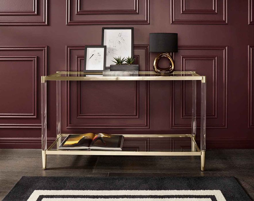 Consola cu doua blaturi de sticla