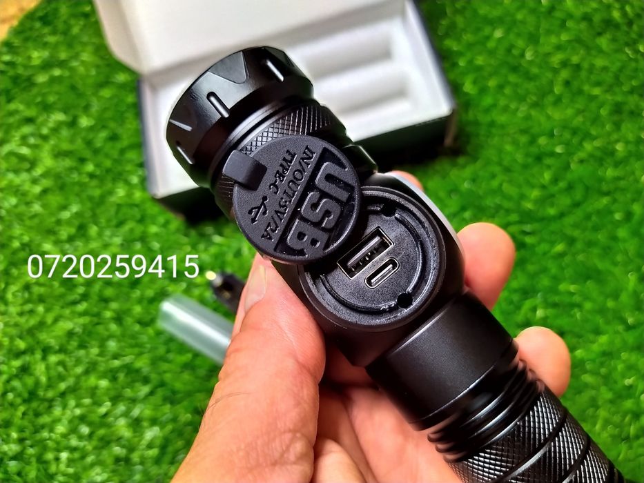 Lanterna LED Tip Laser+COB, Reincarcabila, USB, 5000 Lumeni, 9 Moduri