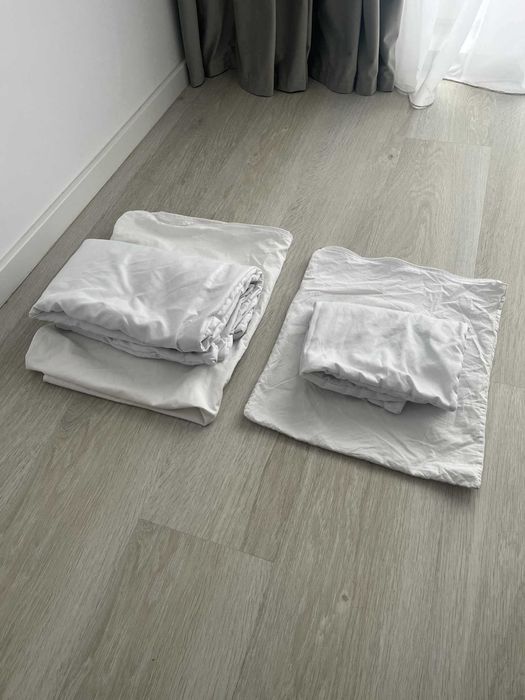 Lenjerie 5 piese bumbac alb patut 120x60 cm bebe