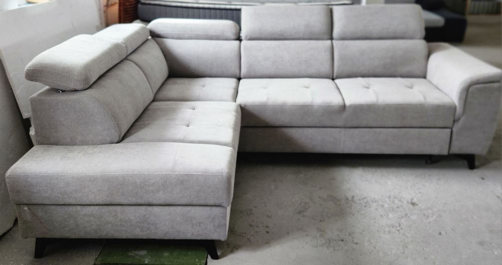 NOU Coltar U-form 348cm, stofa, gri, extensibil