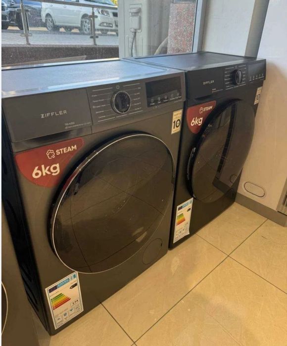 Стиралная машина Ziffler 6кг Чёрный/Inverter/С паром/Быстрая 15/