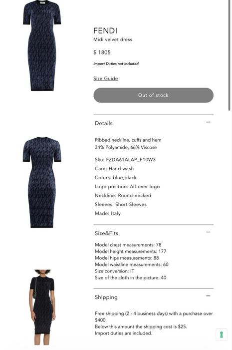 FENDI midi платье