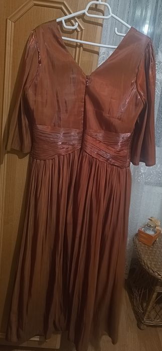 Rochie damă, mătase naturală, cărămiziu, mărimea 42-44