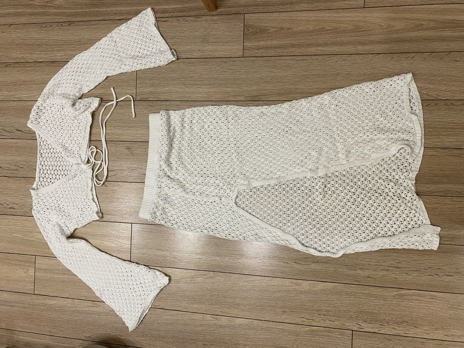 Плетен бял Плажен сет xs/s